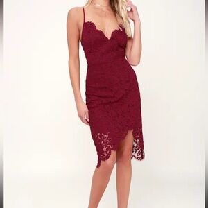 Lulu's Burgundy Lace Dress
